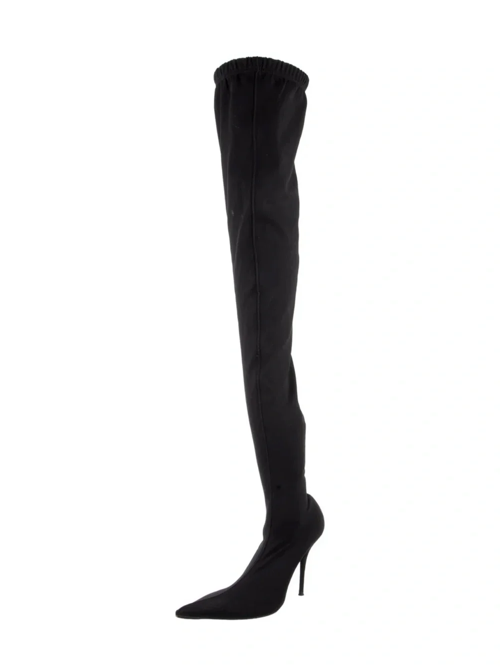 Balenciaga Black Stretch Over-The-Knee Pointed Stiletto Boots